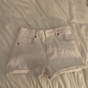 High waisted white jean shorts from Zara